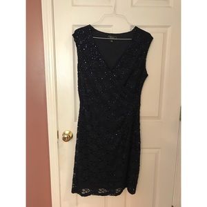 Blue lace with specks of sequin dress